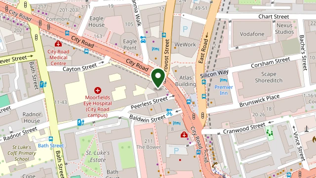 Map showing our London office at 128 City Road